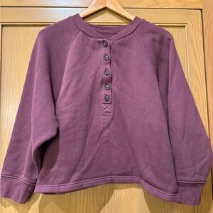 Madewell Cotton Blend Boxy Henley Sweatshirt Lounge / Medium